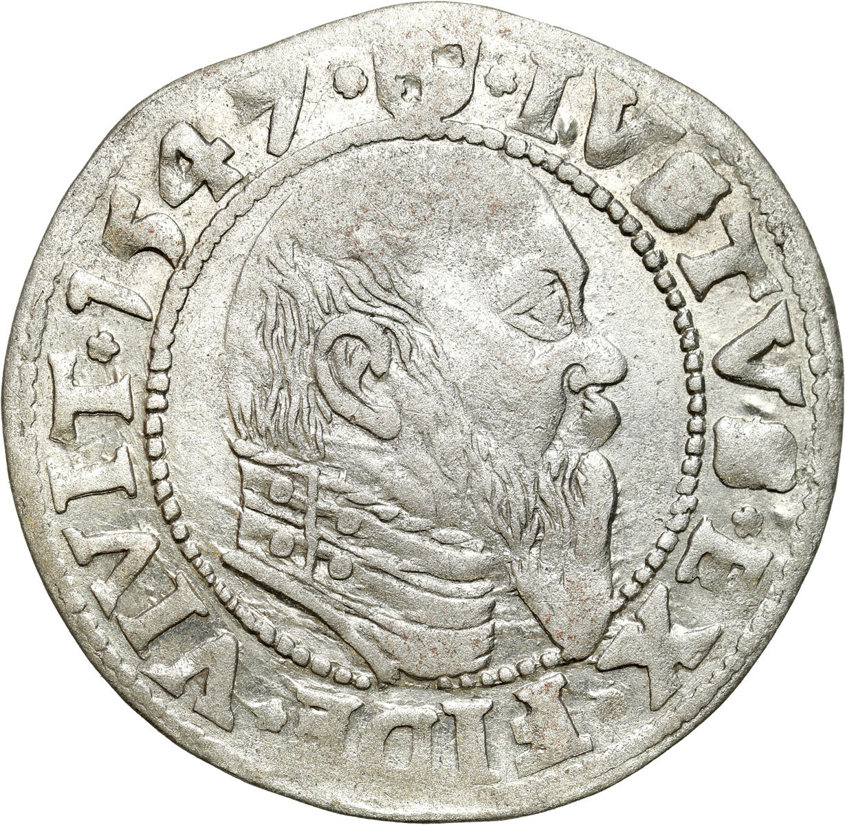 Prusy Książęce. Albert Hohenzollern (1525–1568). Grosz 1547, Królewiec – RZADSZY ROCZNIK
